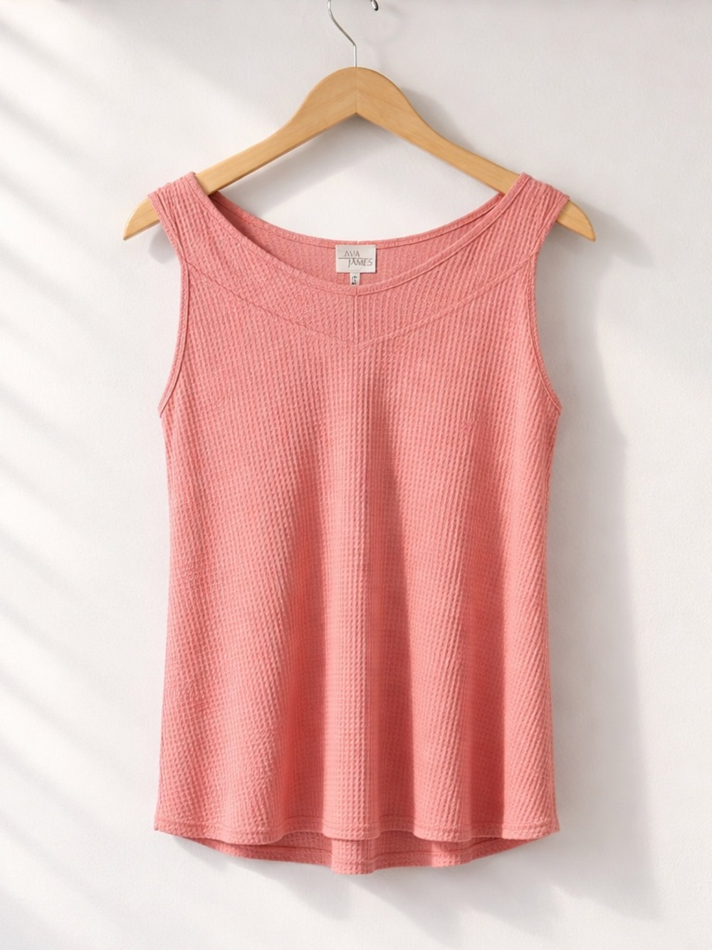 Ava & Viv Coral Pink Waffle Knit Tank Top